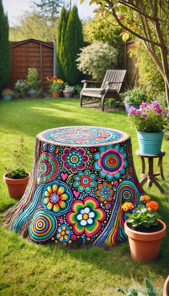 Magical-Tree-Stump-Decorating-Ideas-Transform-Your-Garden-into-a-Fairy-Tale-Paradise