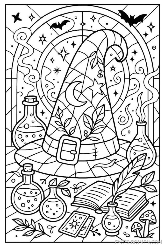 Magical Witch Hat Coloring Pages: A Fun and Relaxing Halloween Activity