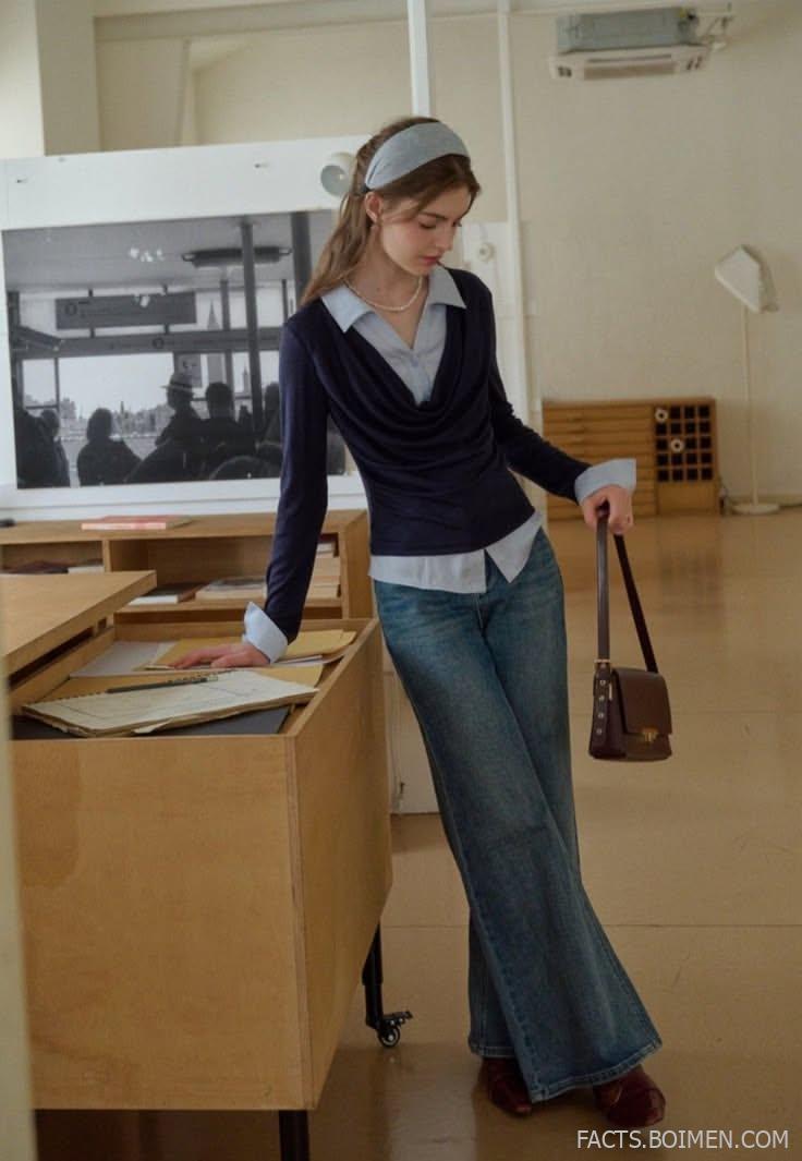 blue layered outfit