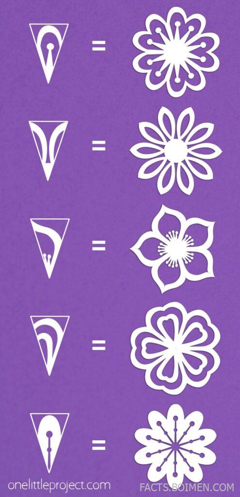 folded kirigami paper flowers