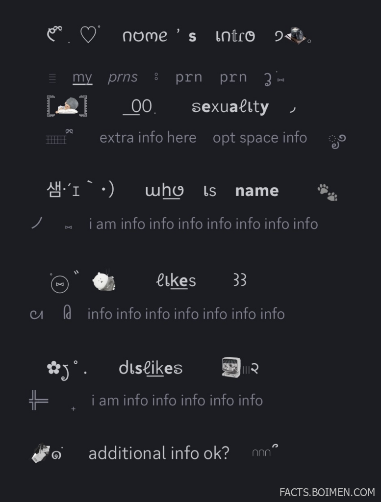 discord bio templates
