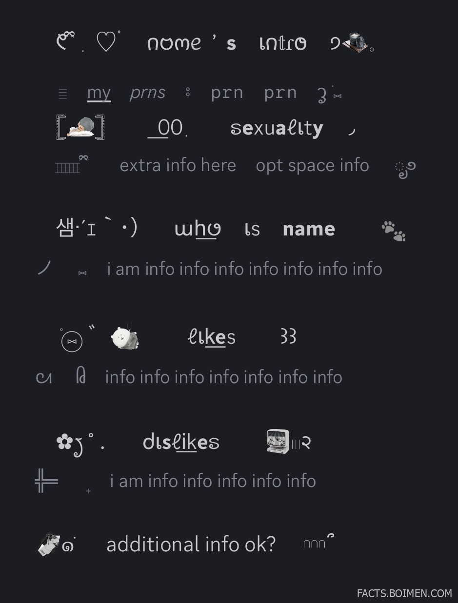 discord bio templates