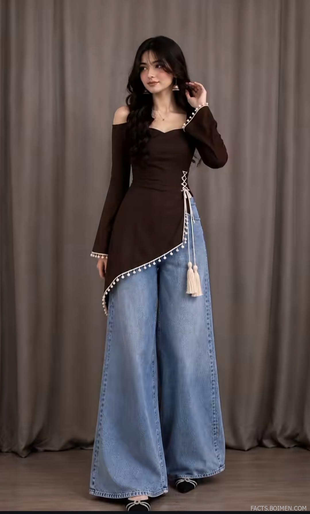 brown kurti side cut